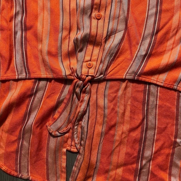 Sanctuary Tie Front‎ Craft Shell Orange Striped Knottes Tank - Picture 2 of 5